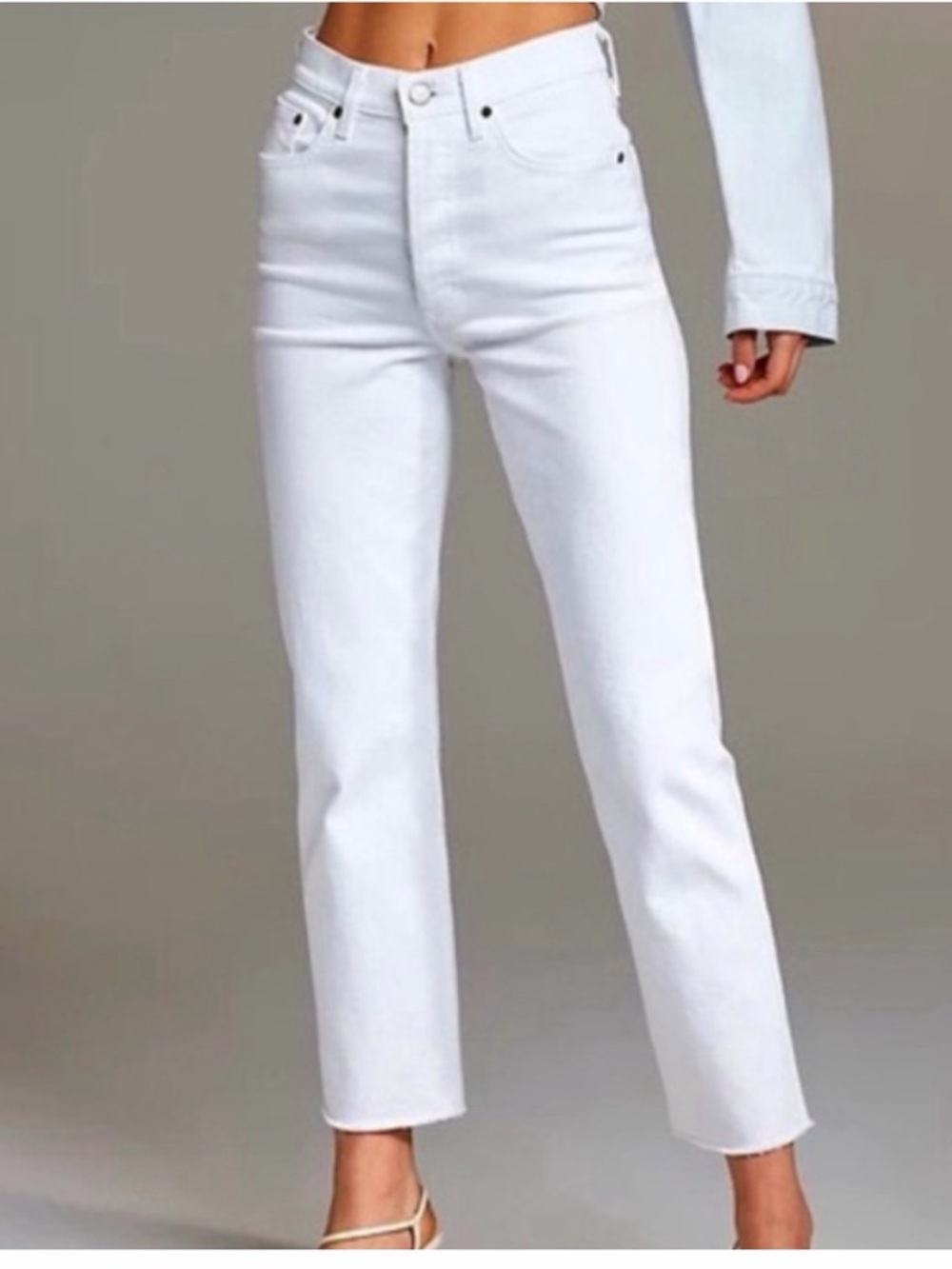 Aritzia Denim Forum The BF High Rise Loose White Size 27